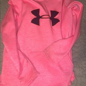 pink and navy under armour hoodie